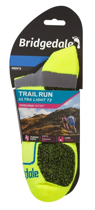 Bridgedale - Mens Running Ultralight Sport Low Socks - Yellow - Image 2