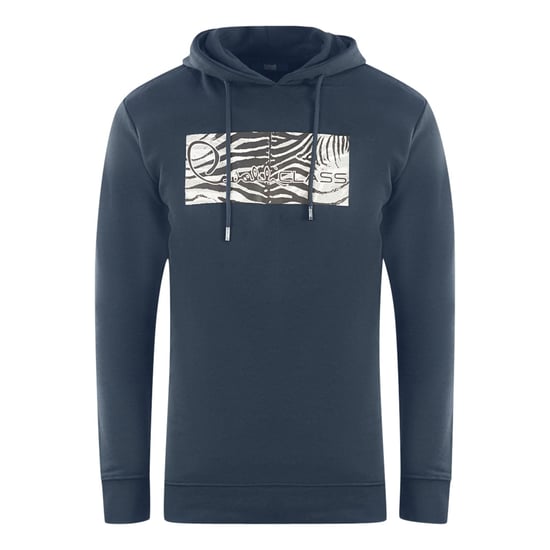 Cavalli Class Zebra Print Logo Navy Blue Hoodie - Image 1