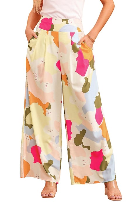 Women's Color Palette Print Wide Leg Pants in Multicolor - Image 3