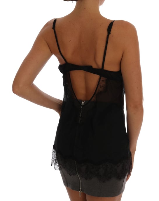 Dolce & Gabbana Dames Zwarte Zijde Kant Chemise Lingerie Top - Image 3