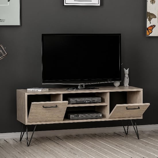 HOMEMANIA Almira TV Stand, in Wood, Black