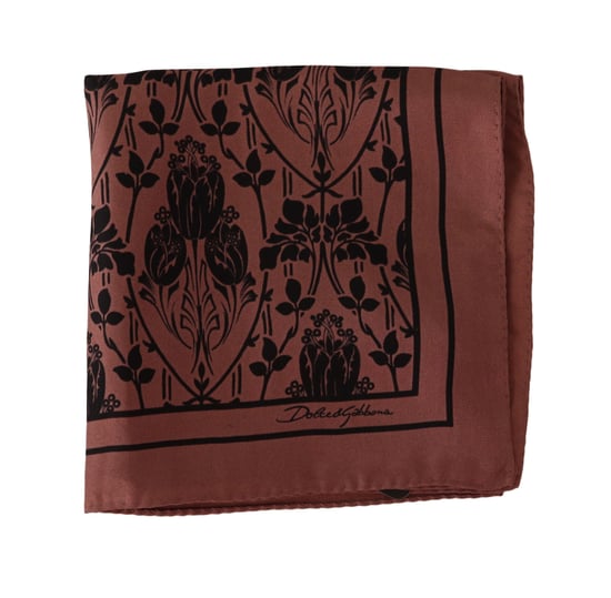 Dolce & Gabbana Men's Brown Floral Silk Square Handkerchief Scarf
