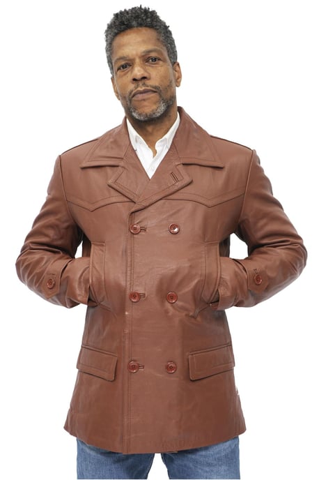 Men's Cowhide Leather Peacoat-Krakaw