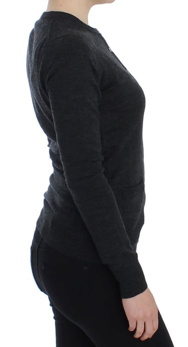 Dolce & Gabbana Women's Gray Wool Button Cardigan Sweater - Image 4