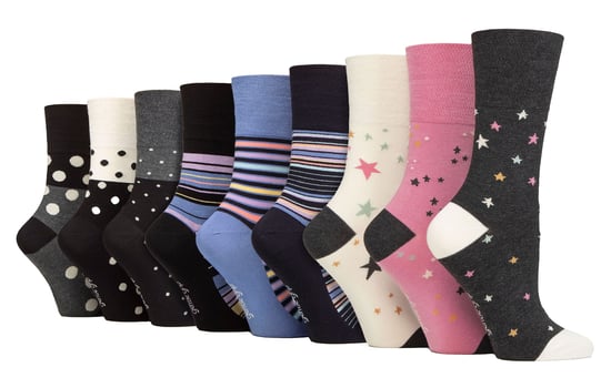9 Pack Bamboo Socks Ladies | Gentle Grip | Extra Wide Soft Top Non Elastic Socks - Multicolour - Image 1