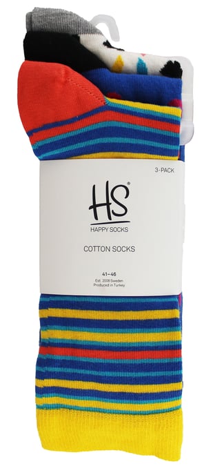 HS by Happy Socks - Mens 3 Pack Classic Striped Dress Socks - Stripe (Brights) - Image 2