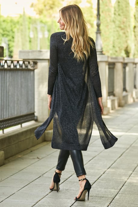 Pewter Metallic Super Sparkly Longline Cardigan