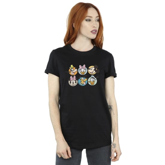 Disney Womens/Ladies Mickey Mouse And Friends Faces Cotton Boyfriend T-Shirt (Black)