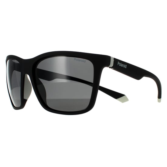 Polaroid Rectangle Mens Black Grey Grey Polarized Sunglasses