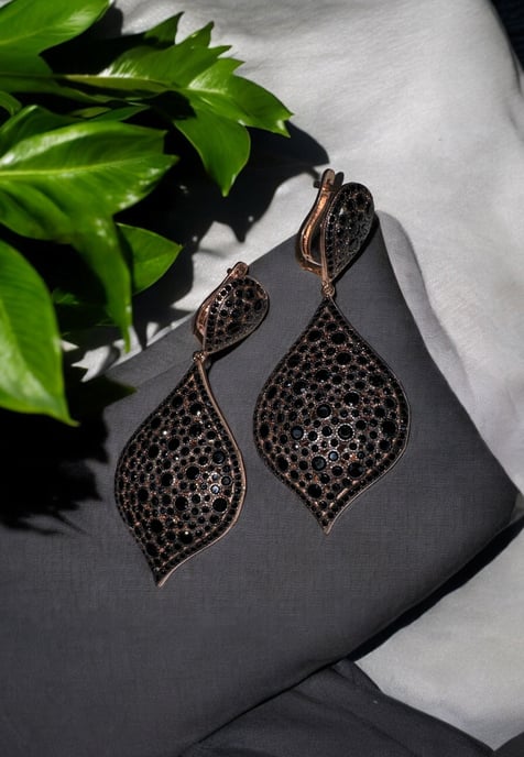 Arabian Nights Drop Earrings Rosegold Black