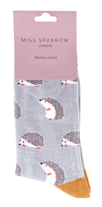 Miss Sparrow - Dames Animal Design BamboeSokken - Hedgehog (Zilver) - Image 2