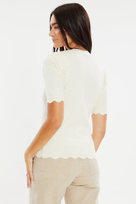 Stone 'Auckland' Pointelle Knitted T-Shirt