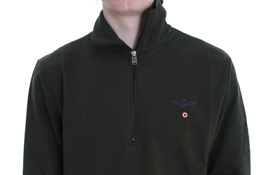 Aeronautica Militare Grön Bomullsstretch Halvdraget Tröja - Image 4