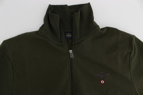 Aeronautica Militare Grön Bomullsstretch Halvdraget Tröja - Image 5