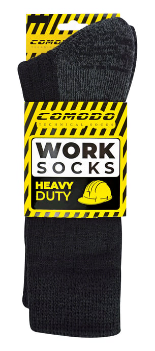 Breathable Wool Work Socks | Comodo | Thick Heavy Duty Boot Socks - Black - Image 2