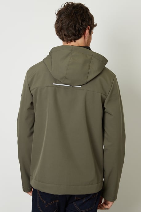 Khaki Fleece Lined Hooded Jacket