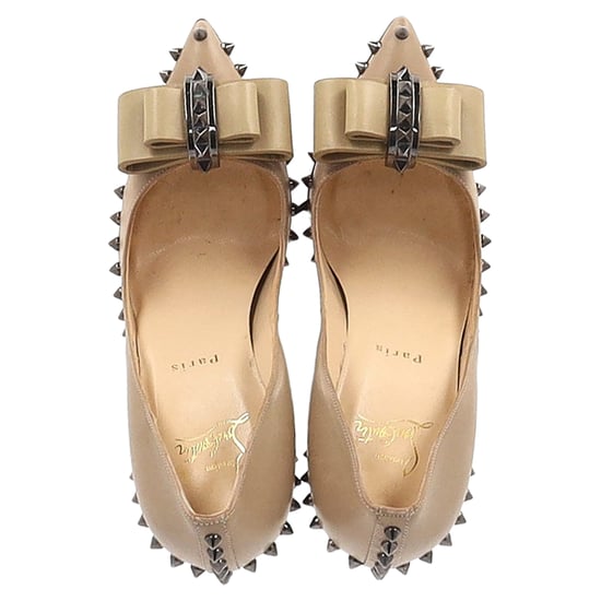 Christian Louboutin Lucifer 120 Spiked Pumps in Nude Leather - Image 3