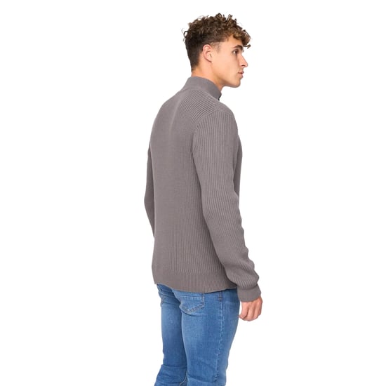 Crosshatch Mens Havaline stickad tröja med kvarts dragkedja (kolgrå) - Image 2