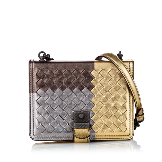 Vintage Bottega Veneta Intrecciato Leather Crossbody Bag Black
