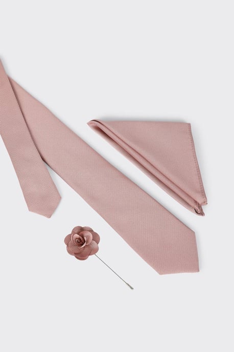 Wedding Plain Tie Set With Matching Lapel Pin - Image 3