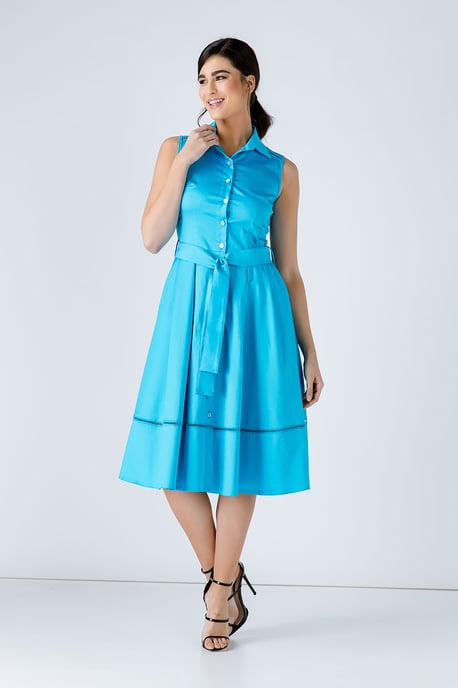 Turquoise Button Detail Dress - Image 2