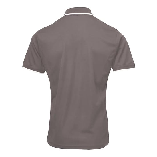Premier Heren Coolchecker Contrast Pique Poloshirt (Donkergrijs/zilver) - Image 2