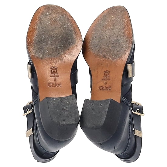 Chloé Buckled and Lace-Up Detail Ankle Boots in Black Suede - Image 6