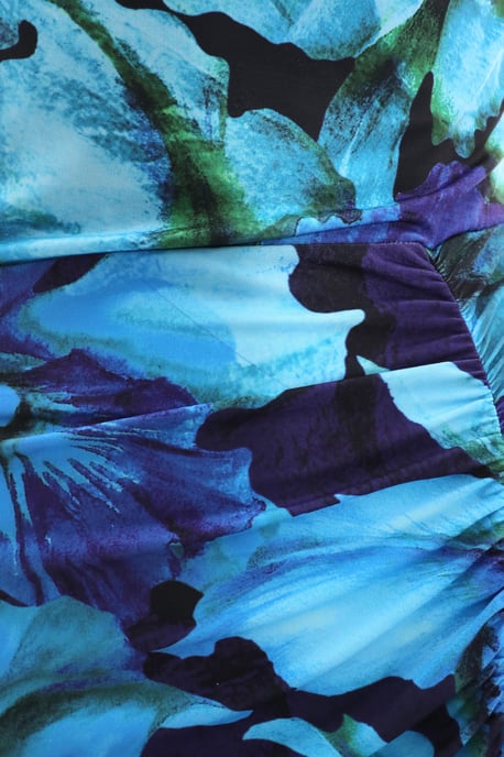 Blue Floral Asymmetric Maxi Dress