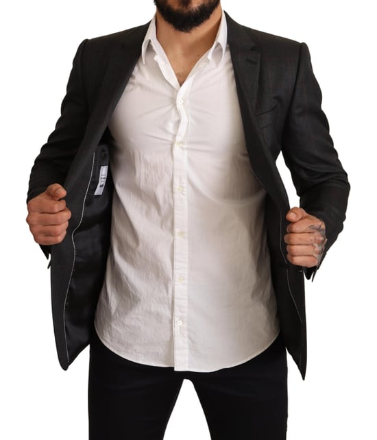 Dolce & Gabbana Men's Grijs geruite wollen Slim Fit blazerjasje - Image 3