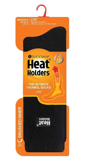 Heat Holders Lite - 3 Pair Multipack Mens Insulated Thermal Socks for Winter | Thin & Warm Socks for Dress Socks - Black - Image 2