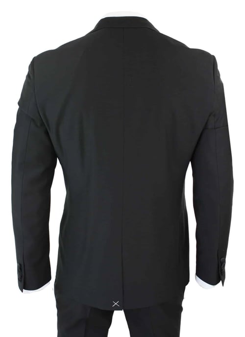 Heren 3-delige Zwarte Tuxedo Pak Klassiek Satijnen Diner Tailored Fit Bruiloft Prom - Image 6