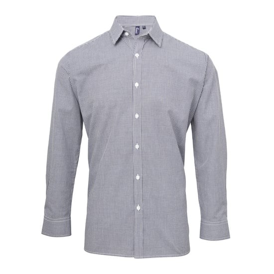 Premier Herenmicrocheck shirt met lange mouwen (Marine / Wit) - Image 1