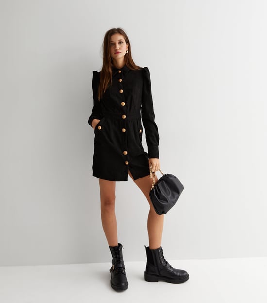 Corduroy Mini Shirt Dress - Image 1