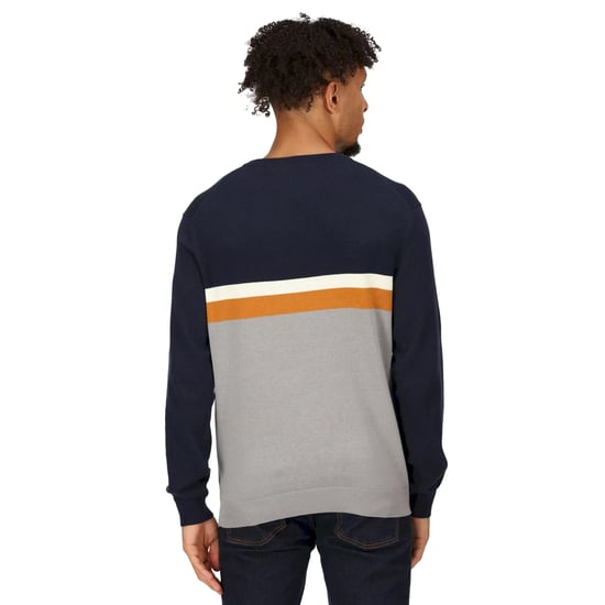 Regatta Mens Kaelen Colour Block Knitted Jumper (Navy/Storm Grey)