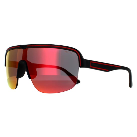 Police Semi Rimless Mens Matte Dark Grey Multilayer Red 90041091