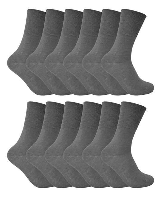 12 stuks sokken zonder elastiek thermo diabetessokken voor dames - Grijs - Image 1