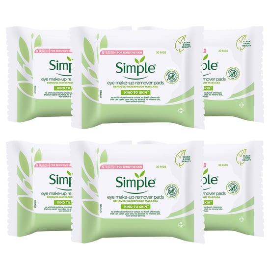 Simple Kind to Skin Eye Make-Up Remover Pads with Pro-vitamin B5, 6x 30 Pads