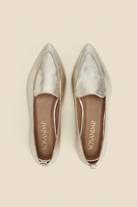 Gold Pointed Toe Loafers
