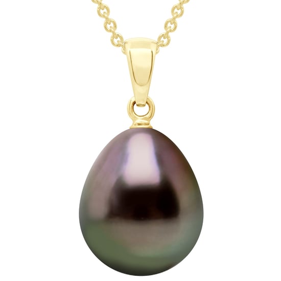 Beaded Pendant - Yellow Gold 375 -Real Cultured Tahiti Pearl Pear 11-12 mm
