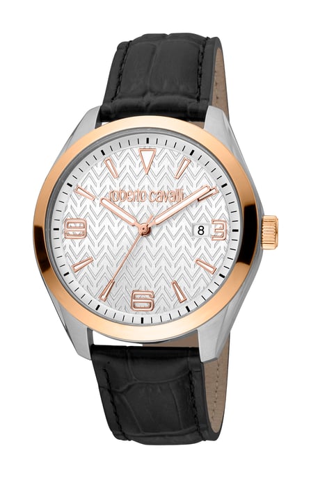 RC5G048L0035 Roberto Cavalli Mens Quartz Stainless Steel Silver Leather 10 ATM 42 mm Watch