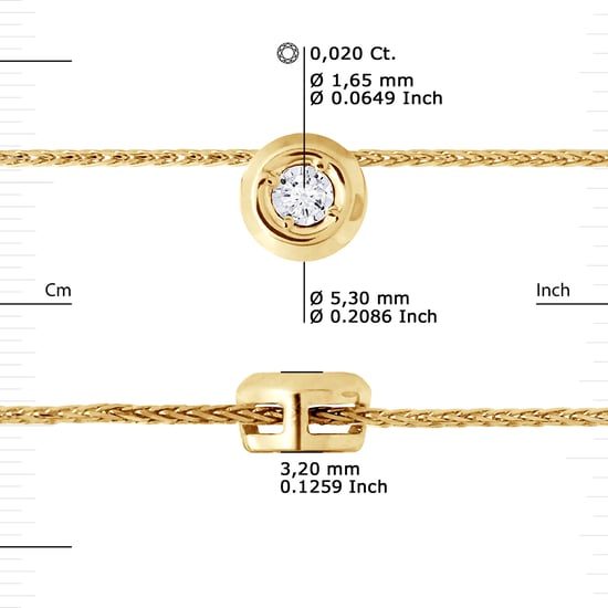 Necklace Diamond Solitaire 0,020 Cts Serti Illusion 0.50 Cts Yellow Gold