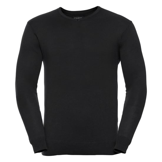 Russell Collection Heren Gebreid V Hals Sweatshirt (Zwart) - Image 1