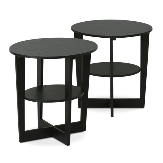 Furinno JAYA Oval End Table, Set of Two, Walnut