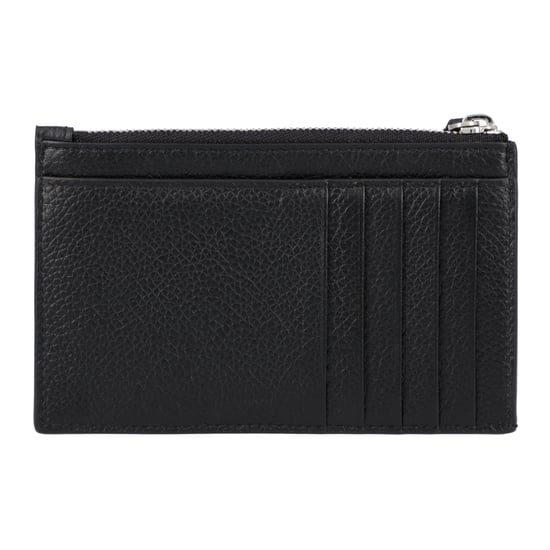 Balenciaga Leather Logo Zip Card Holder Black