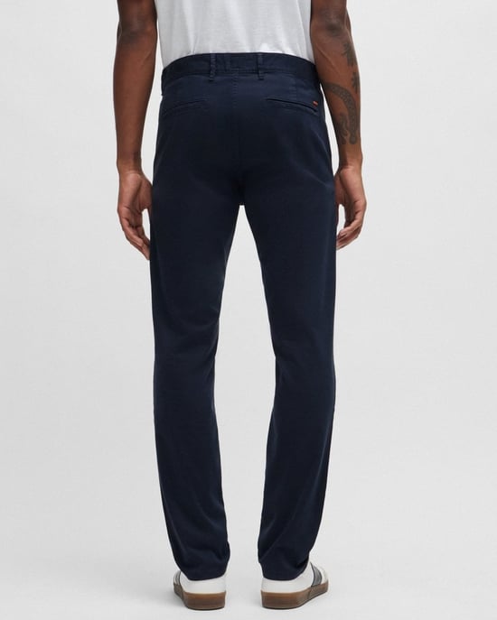 BOSS Orange Mens Slim Fit Chinos in Stretch-Cotton Satin