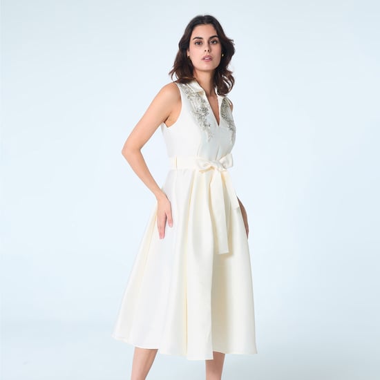 Fit-and-flare taffeta beaded cocktail dress - Image 2