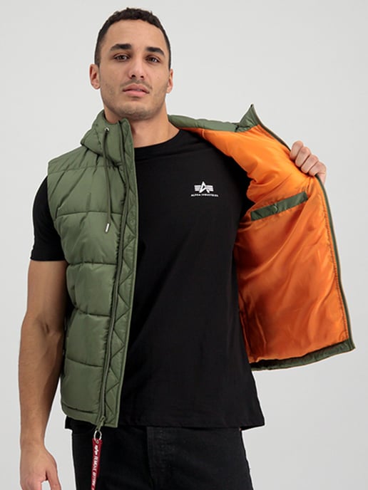 Alpha Industries Hooded Puffer Vest FD Green