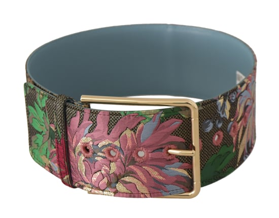 Dolce & Gabbana Women's Multicolor Leather Floral Embroid Logo Buckle Belt