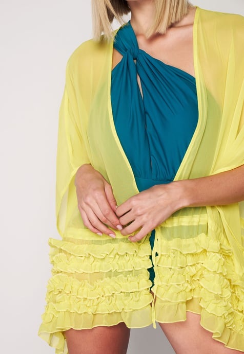 Frill Detailed Kimono - Yellow