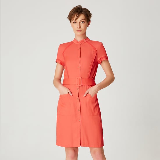 Gestructureerde korte shirt-jurk - Image 1